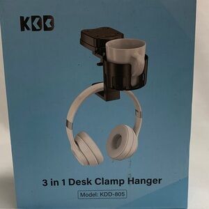 KDD 3-in-1 Desk Clamp Hanger in Black and White